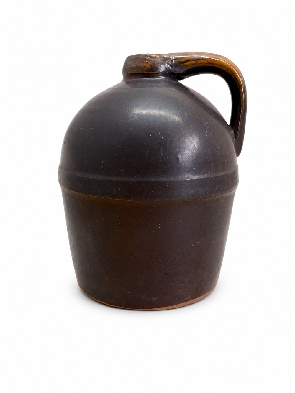 Vintage Unmarked Brown Stoneware Whiskey Jug Moonshine Crock Pottery 8” Rustic